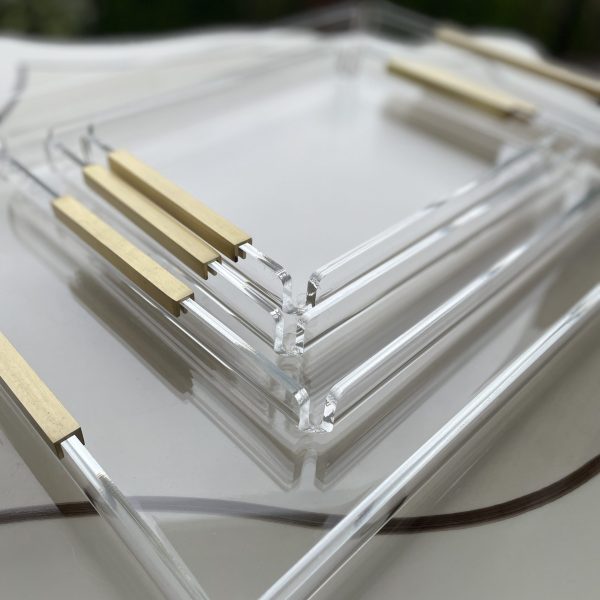 Pirinç Detaylı Pleksi Tepsi