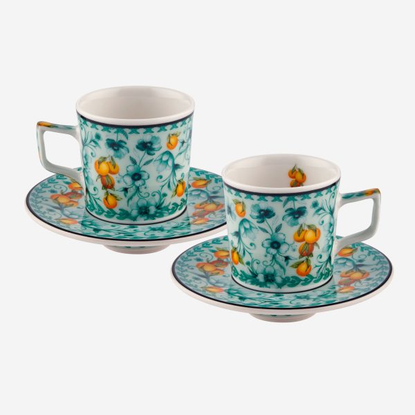 Chiara Alessi Arancia Turkuaz Porselen Kahve Fincan Seti 120 Ml