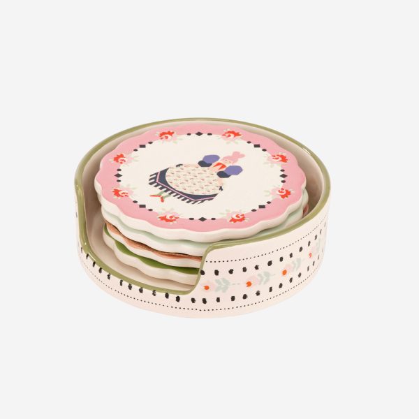 Cath Kidston Spring Birds Pembe Mantar Bardak Altlığı 10 Cm