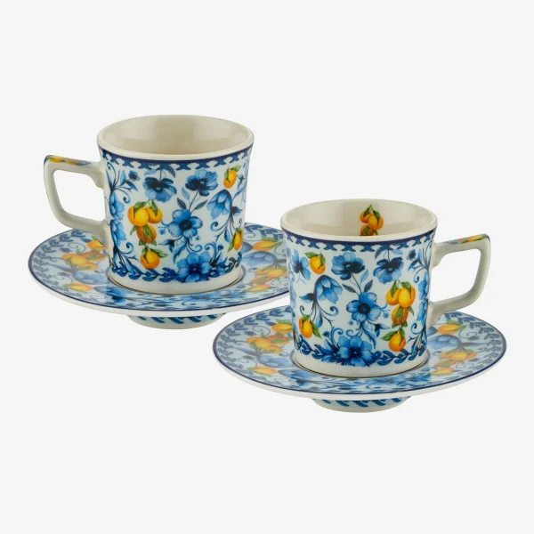 Chiara Alessi Arancia Mavi Porselen Kahve Fincan 2'li Set 120 Ml