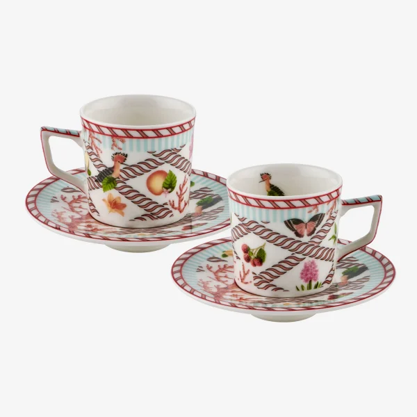 Chiara Alessi Coral Kırmızı Porselen Kahve Fincan 2'li Set 120 Ml