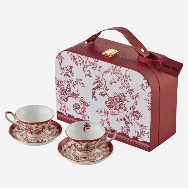 Chiara Alessi Flower Garden Kırmızı Porselen Kahve Fincan Seti 90 Ml