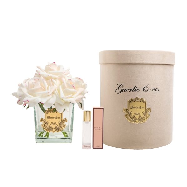 Krem Pembe 7 Gül Kare Cam Gold