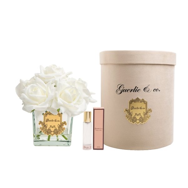 Beyaz 7 Gül Kare Cam Gold