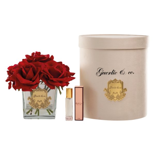 Kırmızı 7 Gül Kare Cam Gold