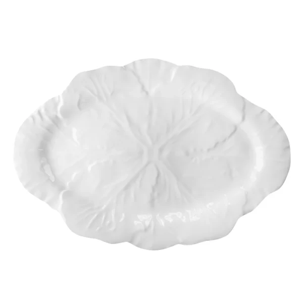 Baci Milano Botanica Çiçek Desenli Melamin Beyaz Oval Tabak 40,5 cm