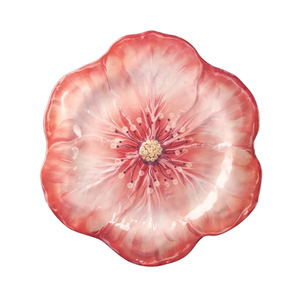 Baci Milano Botanica Çiçek Desenli Melamin Mercan Servis Tabağı 28 cm