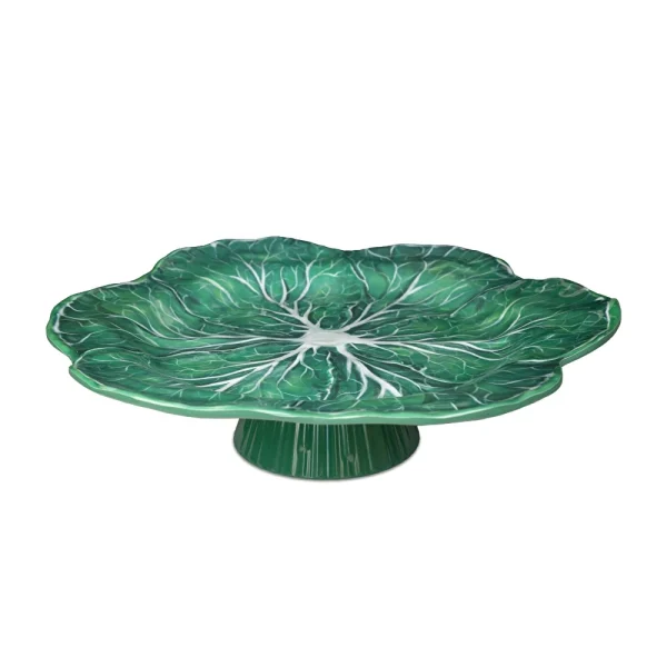 Baci Milano Botanica Çiçek Desenli Melamin Yeşil Orta Boy Ayaklı Kek Standı 32,5 cm